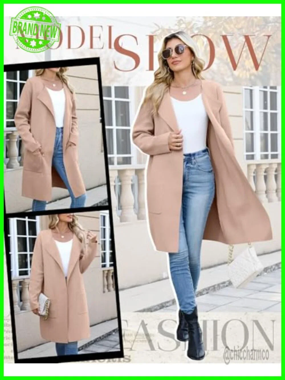 Long Open Front Cardigan Sweater with Pockets Lightweight Knit Coatigan